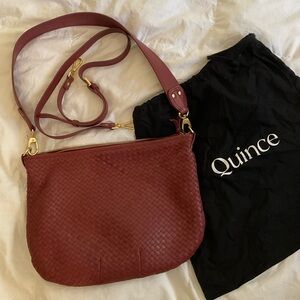 Quince Merlot Crescent Handwoven Italian Leather Bag